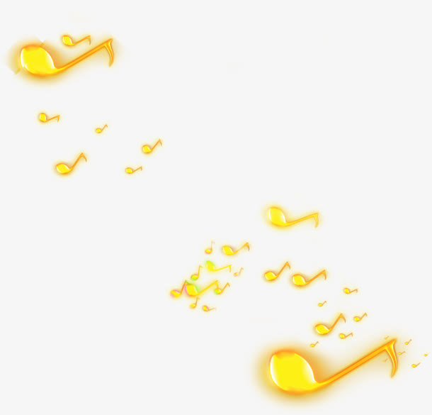 金色发光音符开业免抠