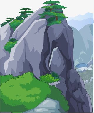矢量手绘插画陡壁悬崖免抠