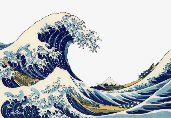 蓝色巨浪卡通背景