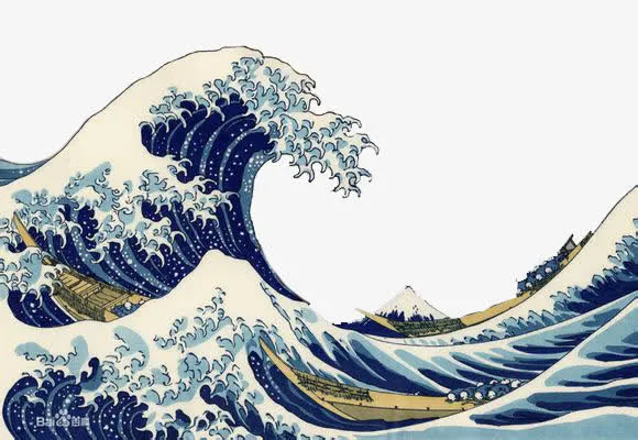 蓝色巨浪卡通背景