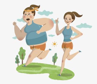 女人户外跑步插画免抠