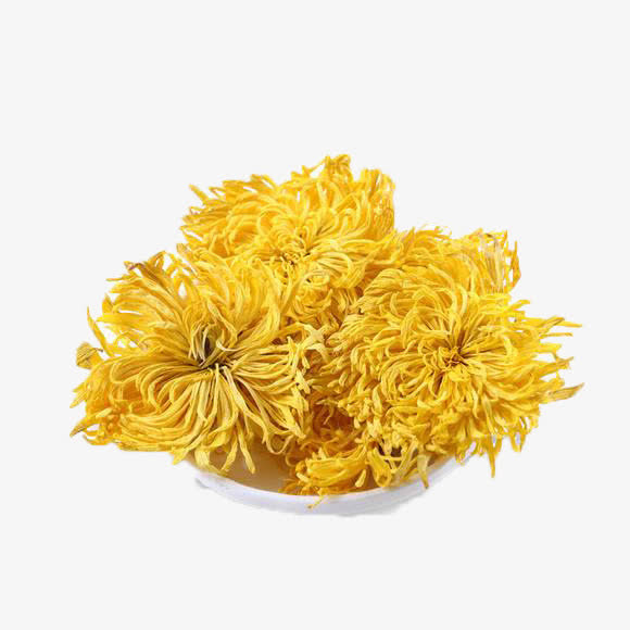 白色碗里一大堆干黄色金丝菊免抠