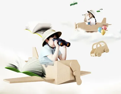 孩子探索世界装饰素材图案免抠