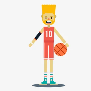 打篮球金发男孩矢量图免抠