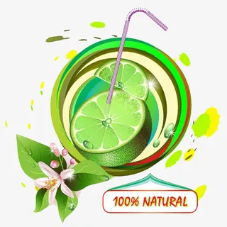 吸管与橙子免抠