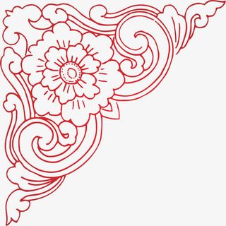 红色边角角花免抠