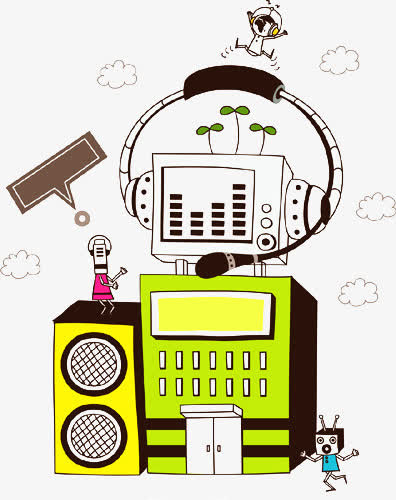 手绘抽象接待员机器人免抠