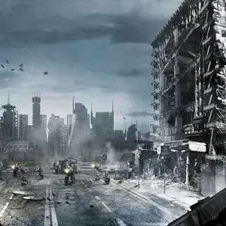 大气酷炫城市大战背景高清