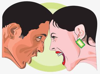 吵架男女手绘装饰PNG免抠