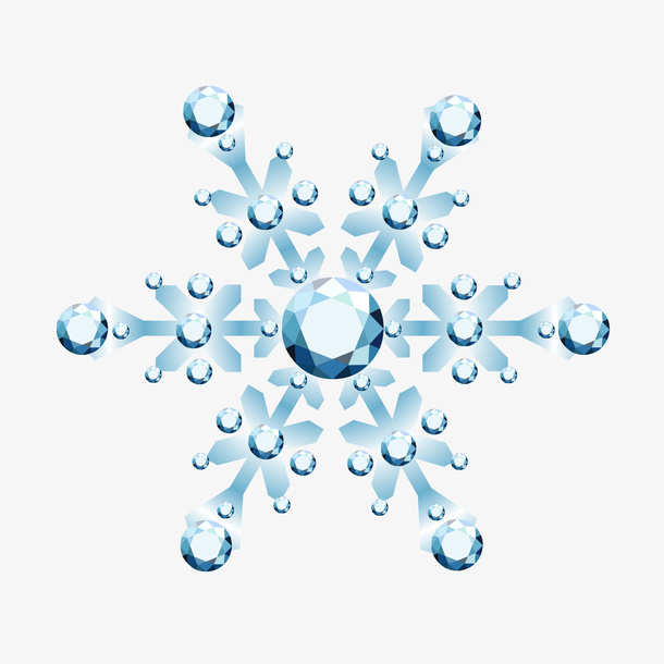 冬天雪钻石蓝色雪花免抠