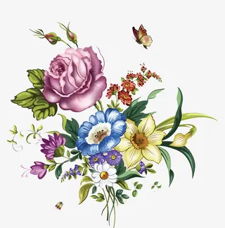 手绘唯美花朵设计免抠