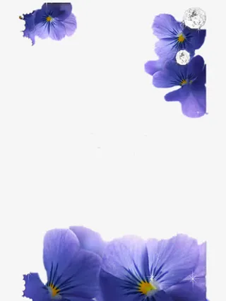 蓝色花儿边框免抠