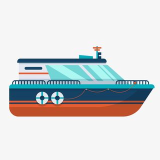 蓝色豪华轮船矢量图免抠