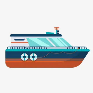 蓝色豪华轮船矢量图免抠