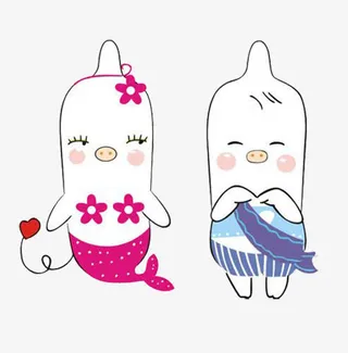 卡通安全套美人鱼形象免抠