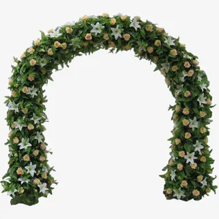 粉玫瑰鲜花拱门免抠