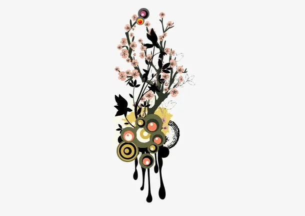 手绘梅花免抠