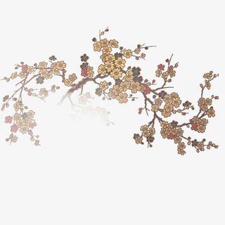 水墨画元素 梅花 花儿边框免抠