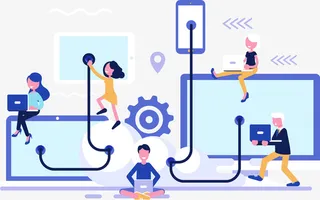 矢量区块链大数据扁平插画免抠