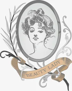 手绘椭圆人物相框飘带免抠