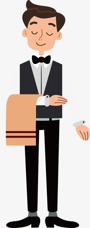 儒雅的服务员免抠