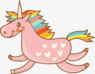 粉色跳跃独角兽免抠