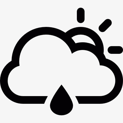 云与太阳和雨滴图标免抠