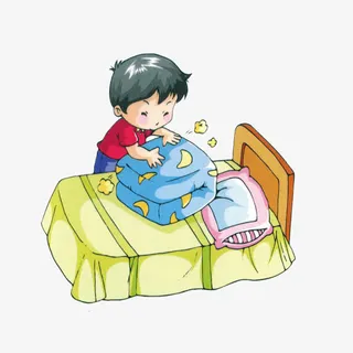 叠被子的孩子免抠