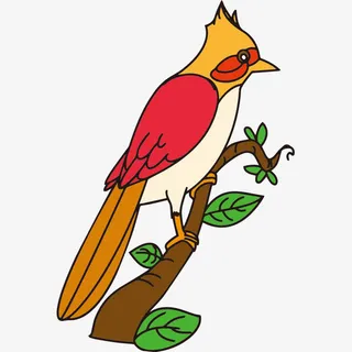 树枝上的矢量小鸟免抠