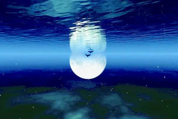 中秋节海面倒映月亮免抠