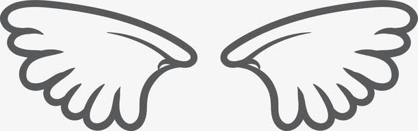 简笔画矢量白色小翅膀免抠