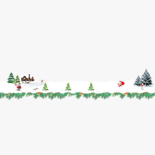 手绘卡通圣诞雪地免抠