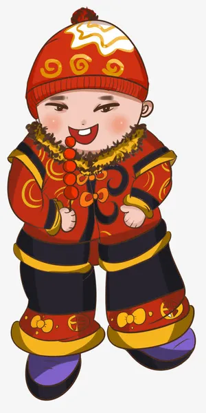 吃糖葫芦的小孩插画素材免抠