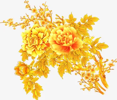 黄色牡丹花开艺术花朵免抠 黄色牡丹花开艺术花朵免抠