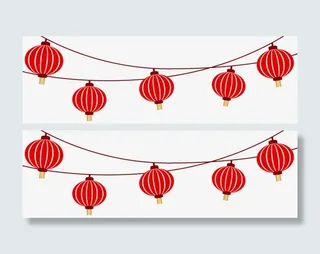 挂着的大红灯笼简图免抠