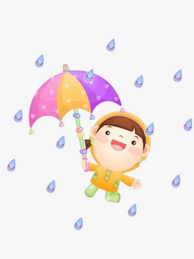 雨中欢快女孩的免抠