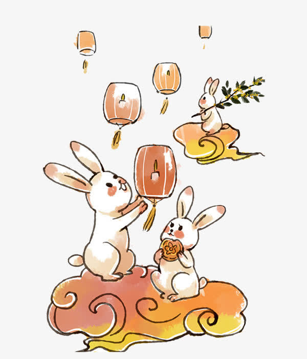 中秋卡通兔子免抠