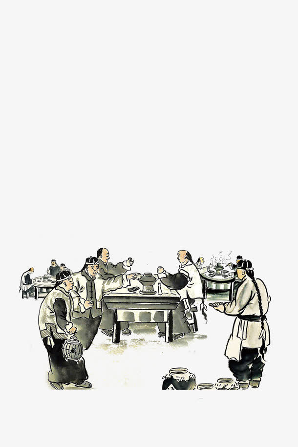 一群人围在一起吃火锅免抠