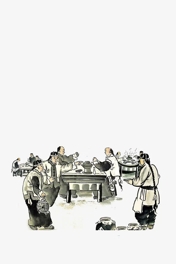 一群人围在一起吃火锅免抠