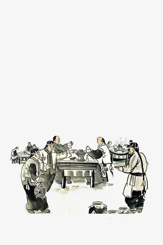 一群人围在一起吃火锅免抠