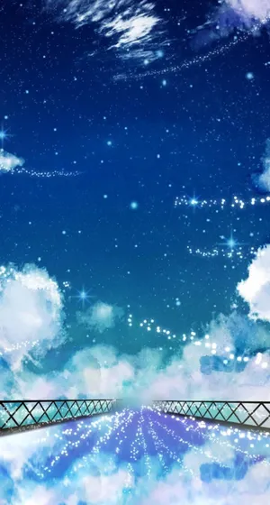 手绘蓝色星空插画免抠