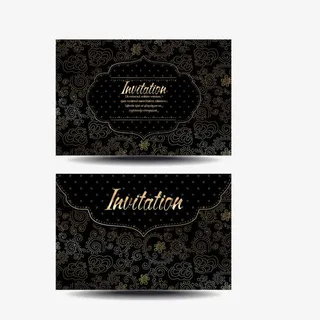 精美欧式黑色请帖免抠