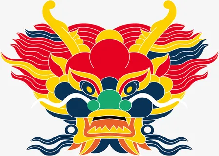 红色手绘龙头免抠