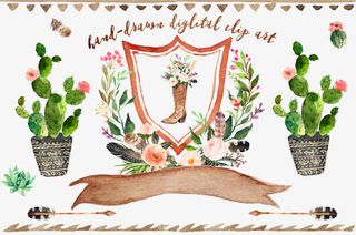 花朵盾牌仙人掌免抠