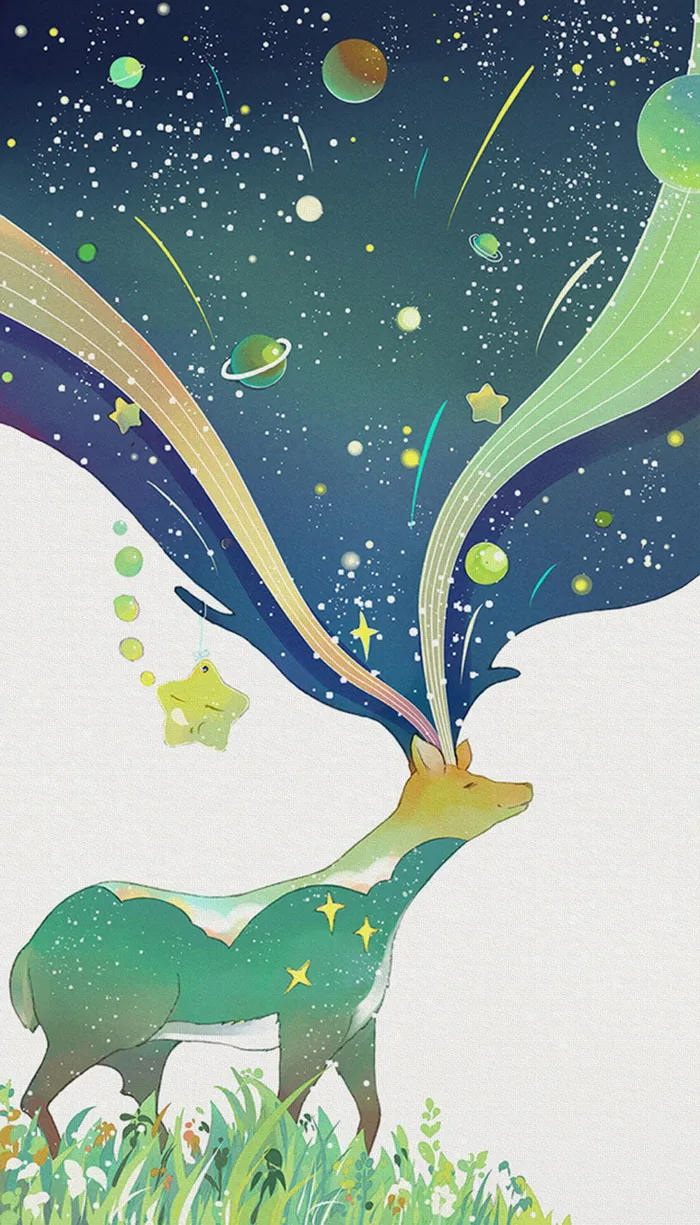 童话麋鹿星空海报背景高清