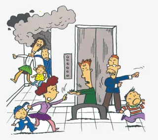 消防逃生漫画免抠