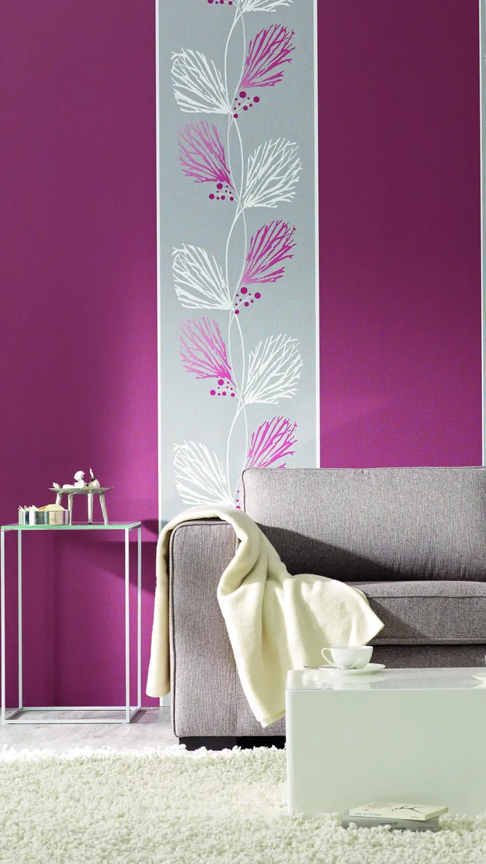 家居紫色花朵沙发H5背景素材高清