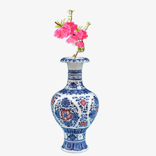 景德镇青花瓷插花艺术品免抠