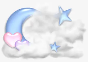 月亮星星爱心云层免抠