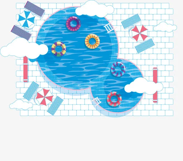 彩绘游泳池免抠